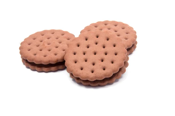 Sabrosas Galletas Sándwich Aisladas Blanco — Foto de Stock