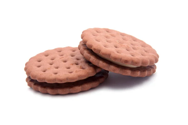 Sabrosas Galletas Sándwich Aisladas Blanco — Foto de Stock