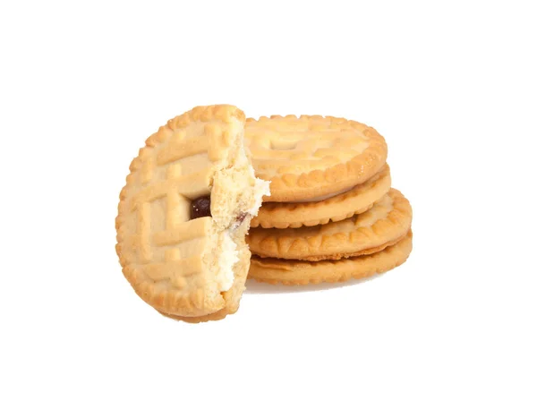 Biscoitos Saborosos Sanduíche Isolado Branco — Fotografia de Stock