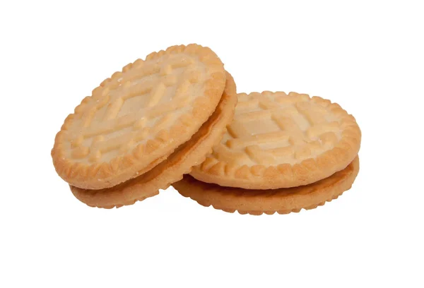 Biscoitos Saborosos Sanduíche Isolado Branco — Fotografia de Stock