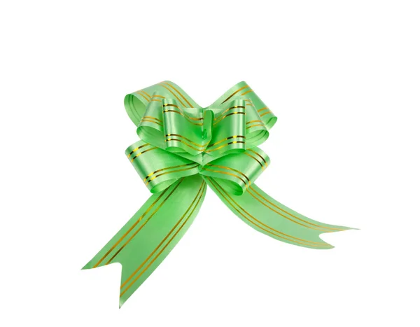 Green Bow Isolated White Decor Gift — Stock Photo, Image