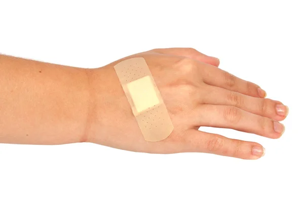 Medical Plaster Patch Hand Isolated White — Stock Photo, Image