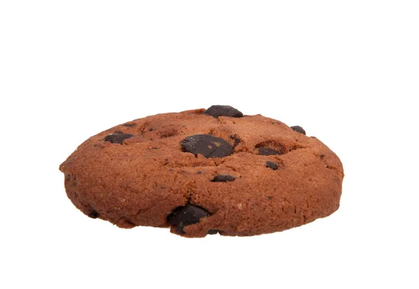 Biscoitos Saborosos Com Chocolate Isolado Branco — Fotografia de Stock