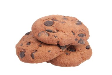 çikolata üzerinde beyaz izole lezzetli kurabiye