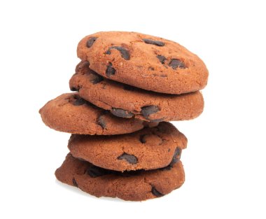 çikolata üzerinde beyaz izole lezzetli kurabiye