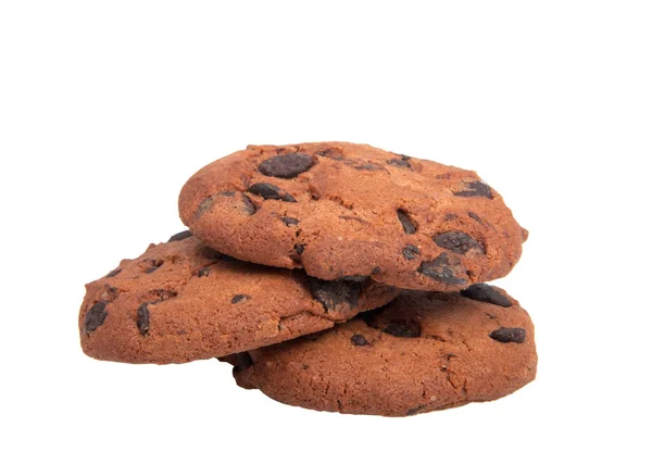白で分離されたチョコレートとおいしいクッキー — ストック写真