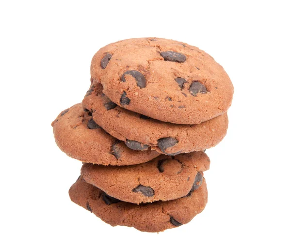 Sabrosas Galletas Con Chocolate Aislado Blanco — Foto de Stock