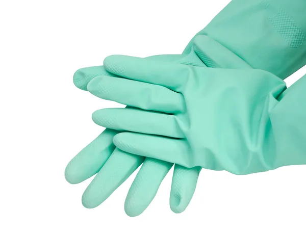 Rubber Latex Groene Handschoenen Geïsoleerd Witte — Stockfoto