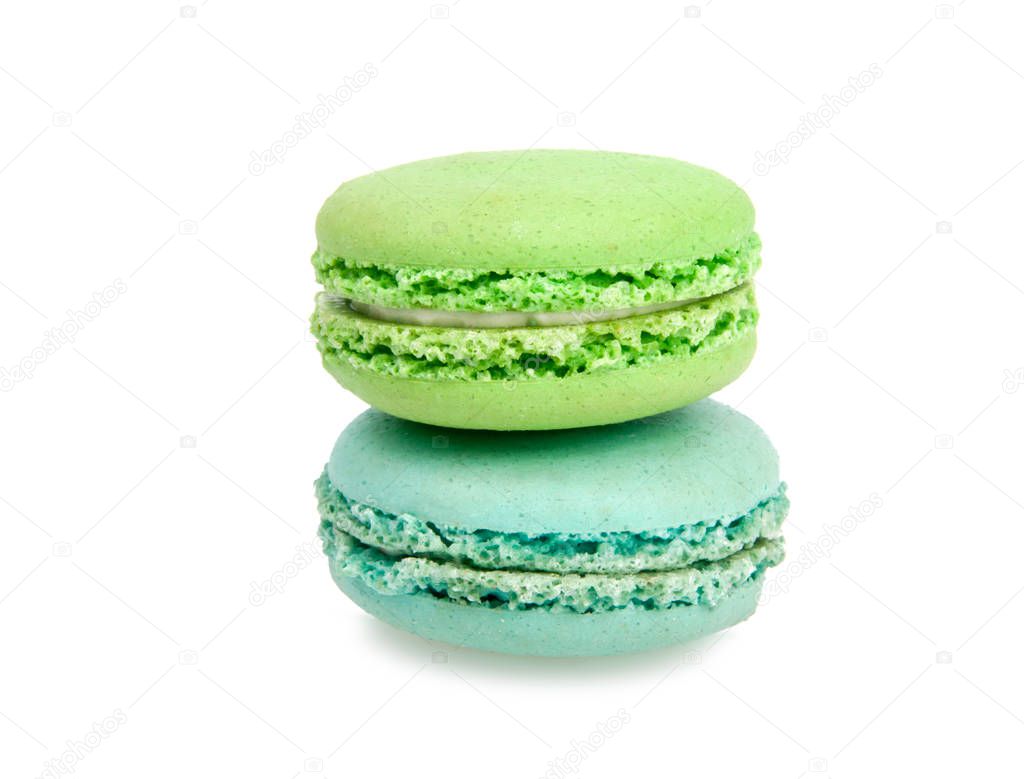 colorful macaroons isolated on the white background