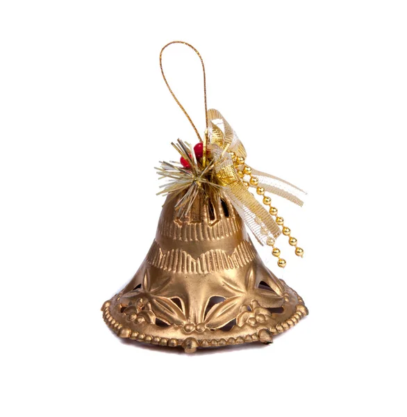 Christmas Decorative Bell Isolated White — Stock Photo, Image