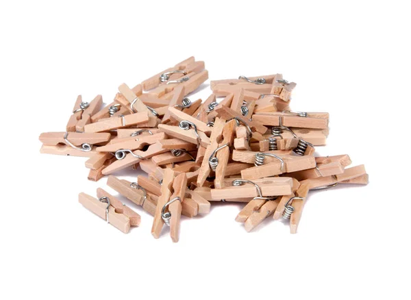 Wooden Clothespin White Background — Stock Photo, Image