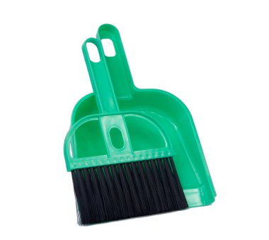 yeşil faraş kepçe ve üzerinde beyaz izole fırça