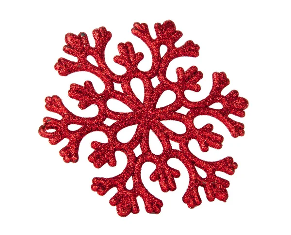 Photo Red Snowflake Isolated White — Stock Photo, Image