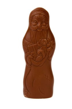 folyo, çikolata Noel Baba Noel hediye üzerinde beyaz izole tatil