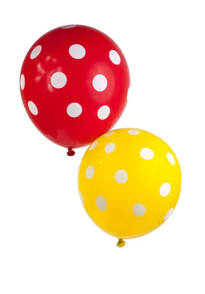 Two Balloons White Dots Isolated White — Stock Photo, Image