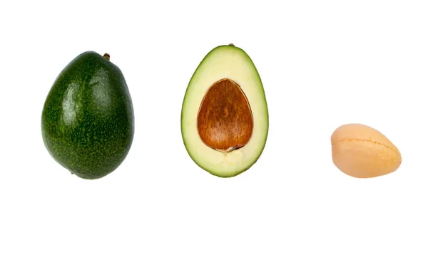 Avocado Fresco Biologico Isolato Sul Bianco Cibo Tropicale Esotico — Foto Stock