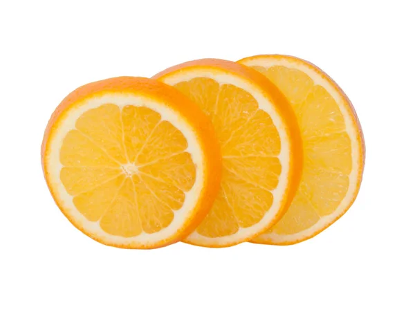 Tranche Fraîche Orange Biologique Isolée Sur Blanc Nourriture Exotique Tropicale — Photo