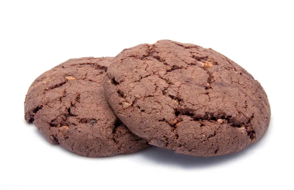 Amerikai csokoládé ízletes cookie dióval, elszigetelt, fehér — Stock Fotó
