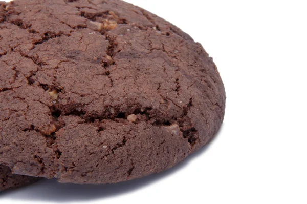 Amerikanische Schokolade leckere Cookies mit Nüssen isoliert auf der weißen — Stockfoto