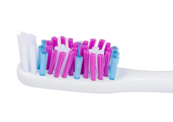Weiße Und Violette Zahnbürste Für Gesundheitszähne Auf Den Weißen Isolierten — Stockfoto