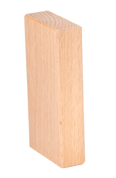 Jedna Drewniana Ceglana Zabawka Odizolowana Białym — Zdjęcie stockowe