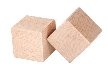 Beyaz üzerine izole ahşap kare tuğla küp
