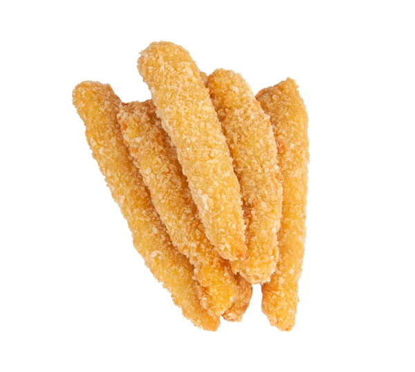 Deep Fried Fish Fingers Snacks Fastfood Isolated White — Stock Photo, Image