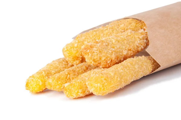 Deep Fried Fish Fingers Snacks Fastfood Isolated White — Stock Photo, Image