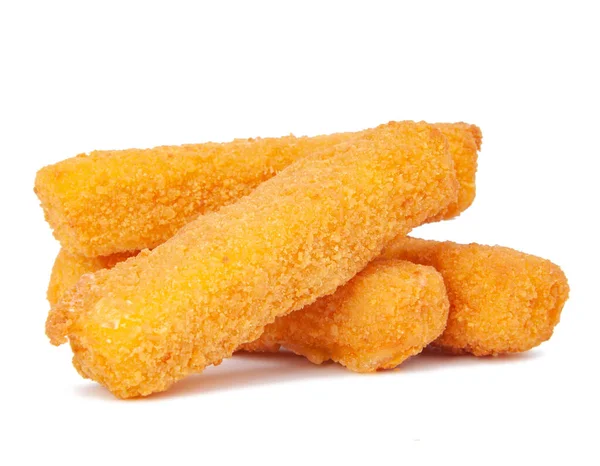 Frittierte Fischfinger Snacks Fastfood Isoliert Auf Der Weißen — Stockfoto