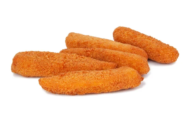 Peixe Frito Dedos Lanches Fastfood Isolado Branco — Fotografia de Stock