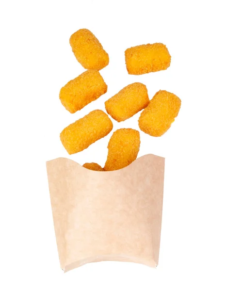 Fast Food Fritti Gustose Pepite Isolate Sul Bianco — Foto Stock