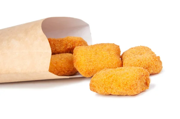 Fast Food Smażone Smaczne Nuggets Izolowane Białym — Zdjęcie stockowe