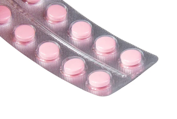 Pink Pills Virus Medcine Isolated White — Stock Photo, Image