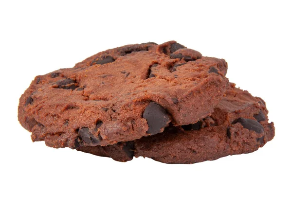 在白色的面包上 有巧克力的棕色美国饼干掉进了美味的面包店 — 图库照片
