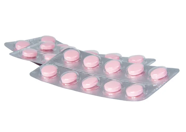Pílulas Cor Rosa Para Medcine Vírus Isolado Branco — Fotografia de Stock