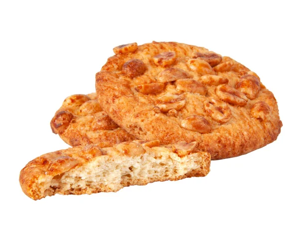 白で隔離されたピーナッツと蜂蜜焼きとおいしいクッキー — ストック写真