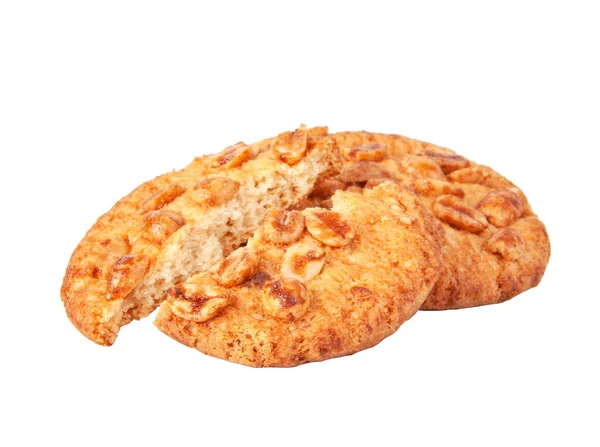 白で隔離されたピーナッツと蜂蜜焼きとおいしいクッキー — ストック写真