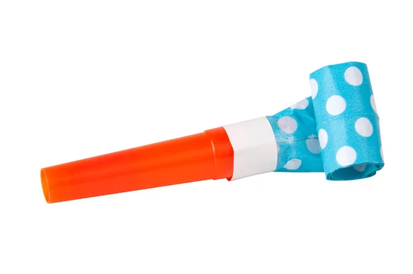 Rolled Festive Noisemaker Party Whistle Horn White Isolated — Stock Photo, Image