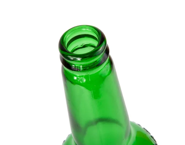 Cerveza Botella Verde Vacía Aislada Blanco — Foto de Stock