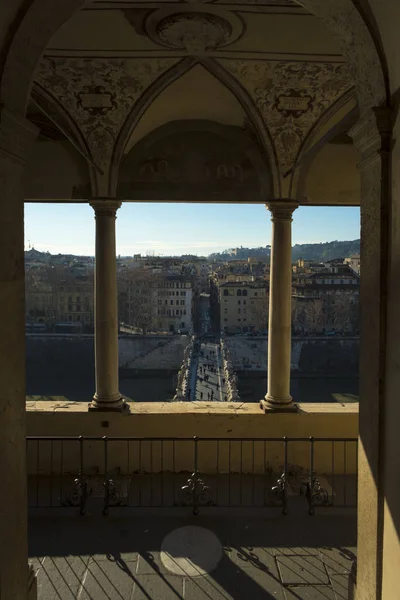 Vista interior Ponte Sant 'Angelo Desde Castel — Foto de Stock