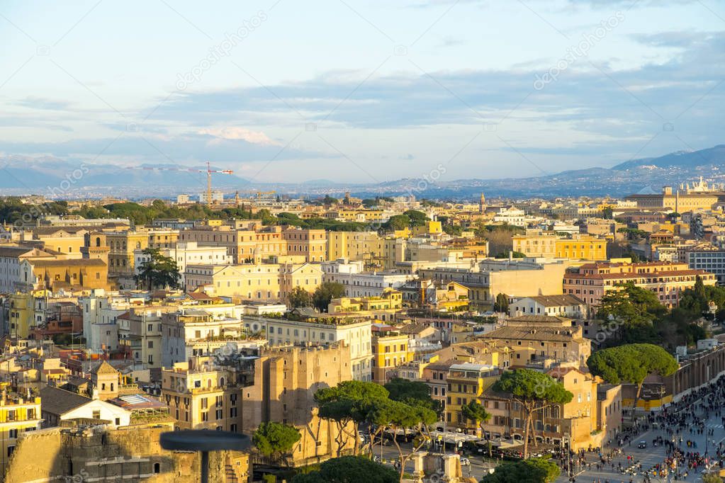 Rome Cityscape High Angle View Altar Fatherland