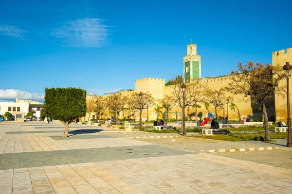 Palacio lugar de pared exterior Lalla Aouda Meknes H — Foto de Stock