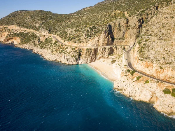 Angled Aerial View Beach From Ocean Kaputas Turkey — Stock Photo, Image