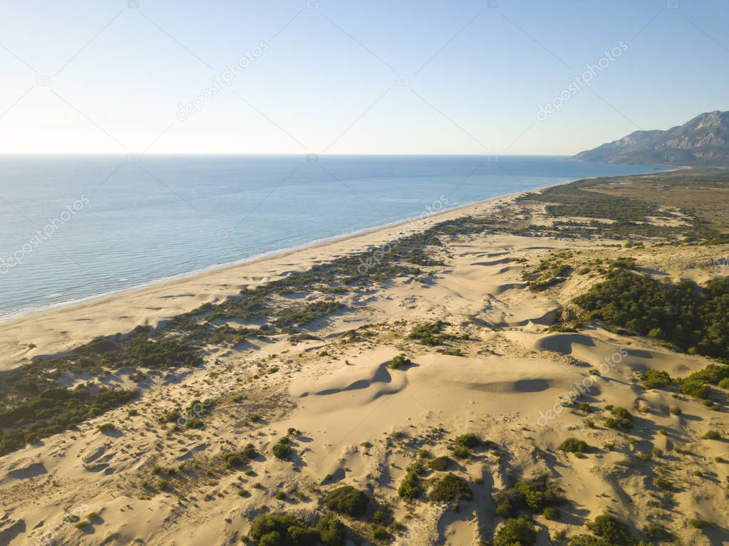 Aerial View Sand Dune Mountain Patara Beach