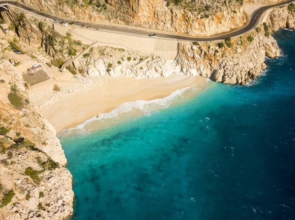 Angled Drone View Sand Beach Sea Kaputas Turkey — Stock Photo, Image