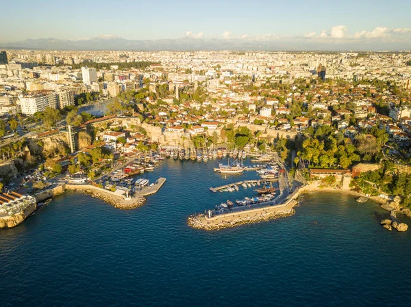 Aerial Kaleici Harbor Mountains Cityscape Antalya — Stock Photo, Image