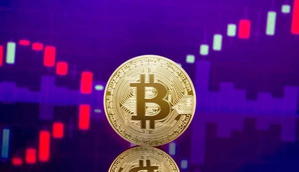 Синій Bitcoin Свічка Діаграми — стокове фото