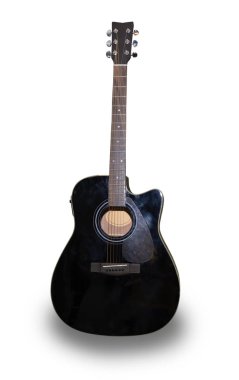 Beyaz arka plan üzerinde izole elektrik Folk gitar. Bu kırpma yolu vardır.