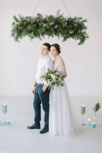 Bardzo Piękny Ślub Para Niesamowite Poślubna Ceremonia Pokoju Światło Białe — Zdjęcie stockowe