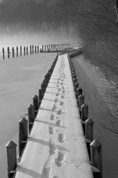 Snow on the Landing Stage — Stock Photo, Image